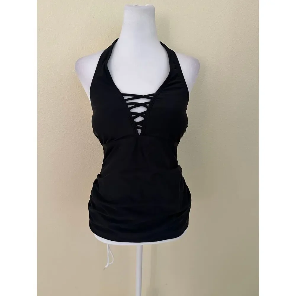 Cupshe Women's Black Halter Tankini Top Size S - NWT